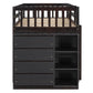 Twin Over Twin Bunk Bed with 4 Drawers and 3 Shelves - Espresso