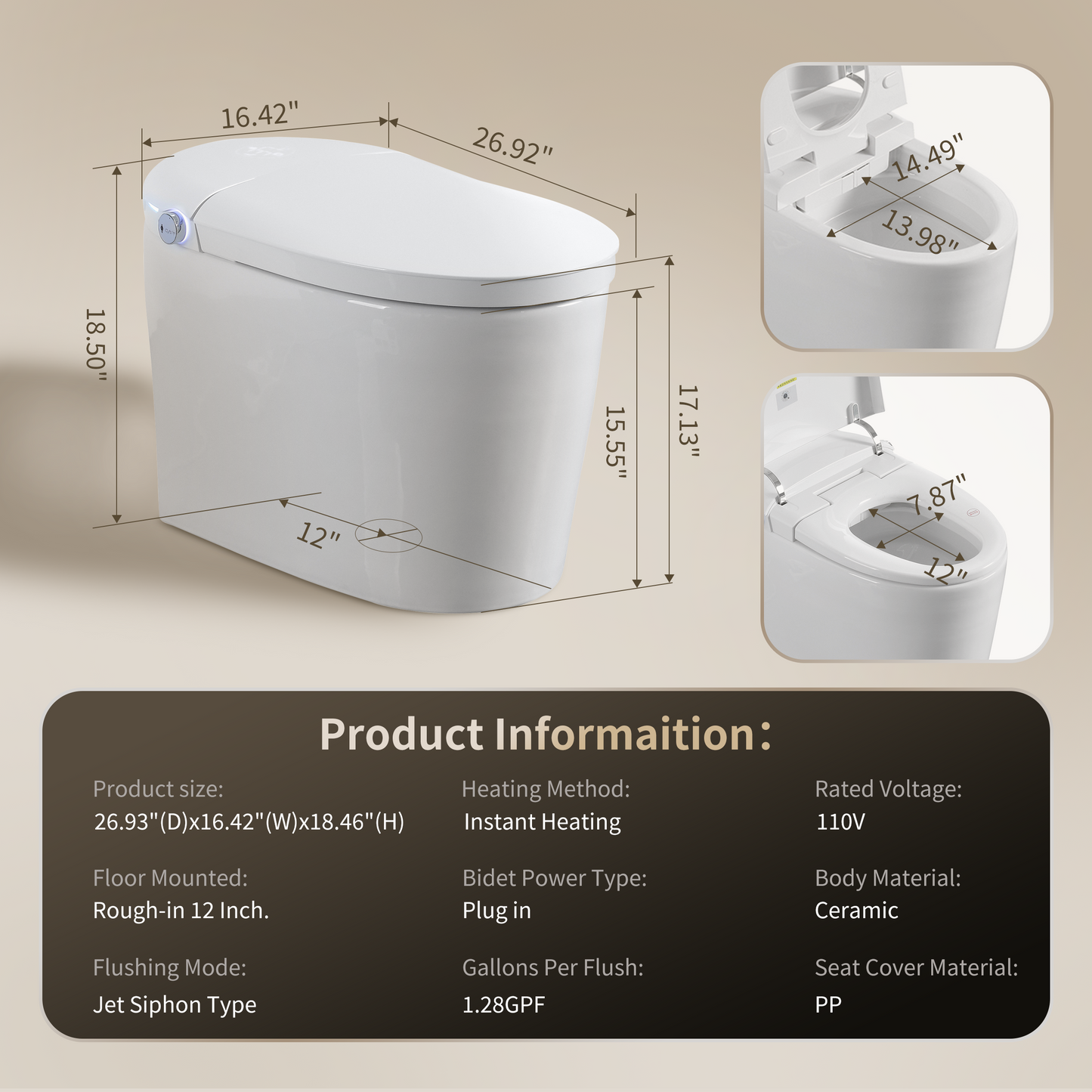 Tankless Smart Toilet With Built-In Bidet