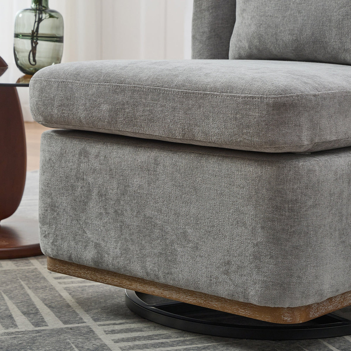 25.2" Wide Modern Chenille Swivel Chair