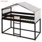 Twin Over Twin Wood Bunk Bed with Tent in Espresso