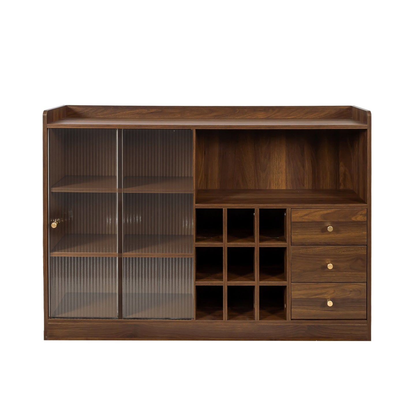 Sideboard With 2 Sliding Striped Glass Doors