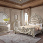 Sorina - Eastern King Bed - Synthetic Leather & Antique Gold