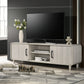 1pc TV Stand - Contemporary Light Wood Finish with Sliding Doors