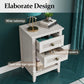 17.7" White Rattan Nightstand