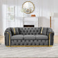 Button Tufted Couch With 2 Pillows, 3 Seater Luxury Chesterfield Sofa - view 8