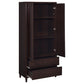 Nestor Tobacco 2-Drawer Tall Accent Cabinet with 2 Doors