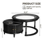 Modern Nesting Coffee Table Set with Glass and Solid Wood Frame