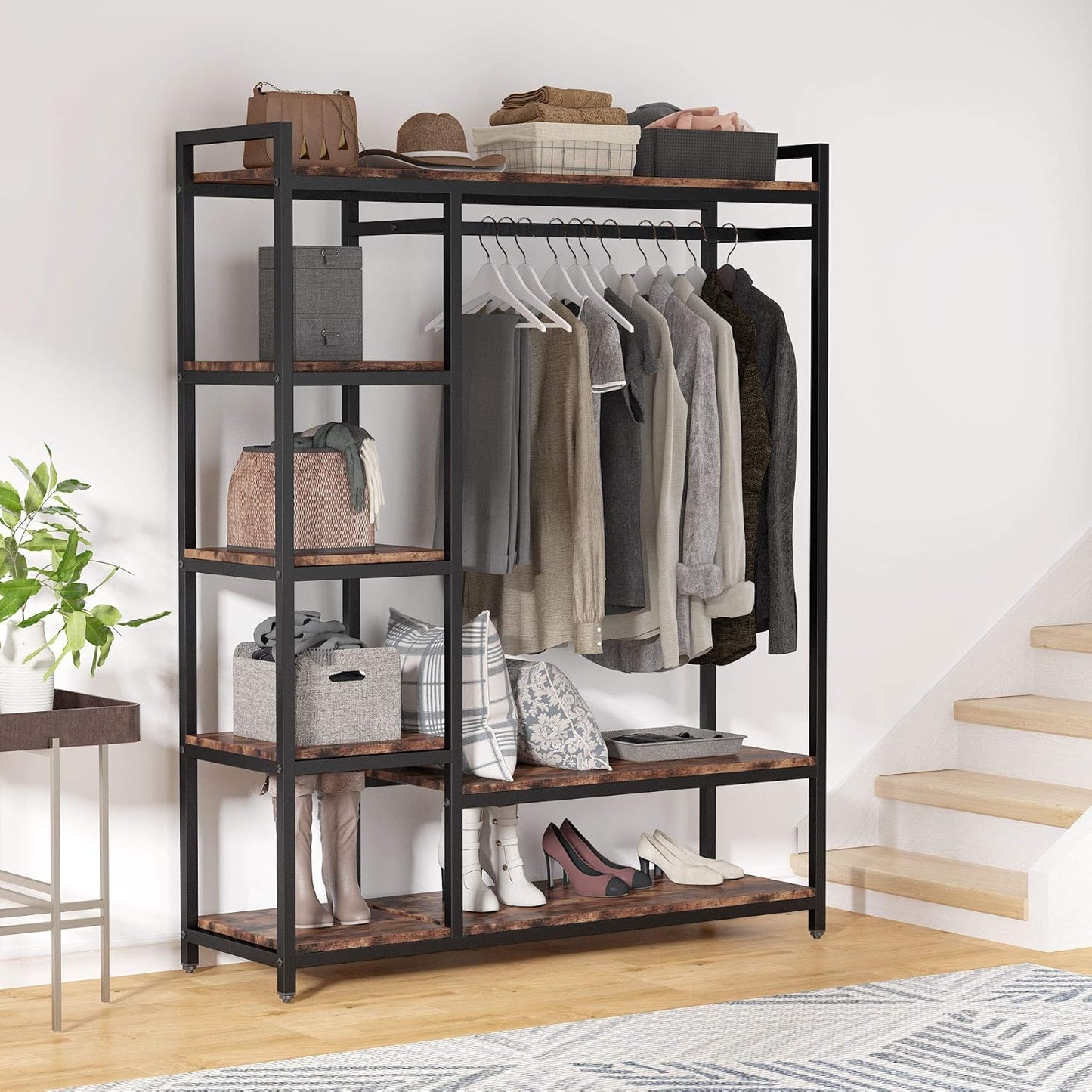47.24" Rustic Brown Freestanding Closet Organizer