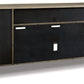 Foyland - XL TV Stand w/Fireplace Option - Black / Brown
