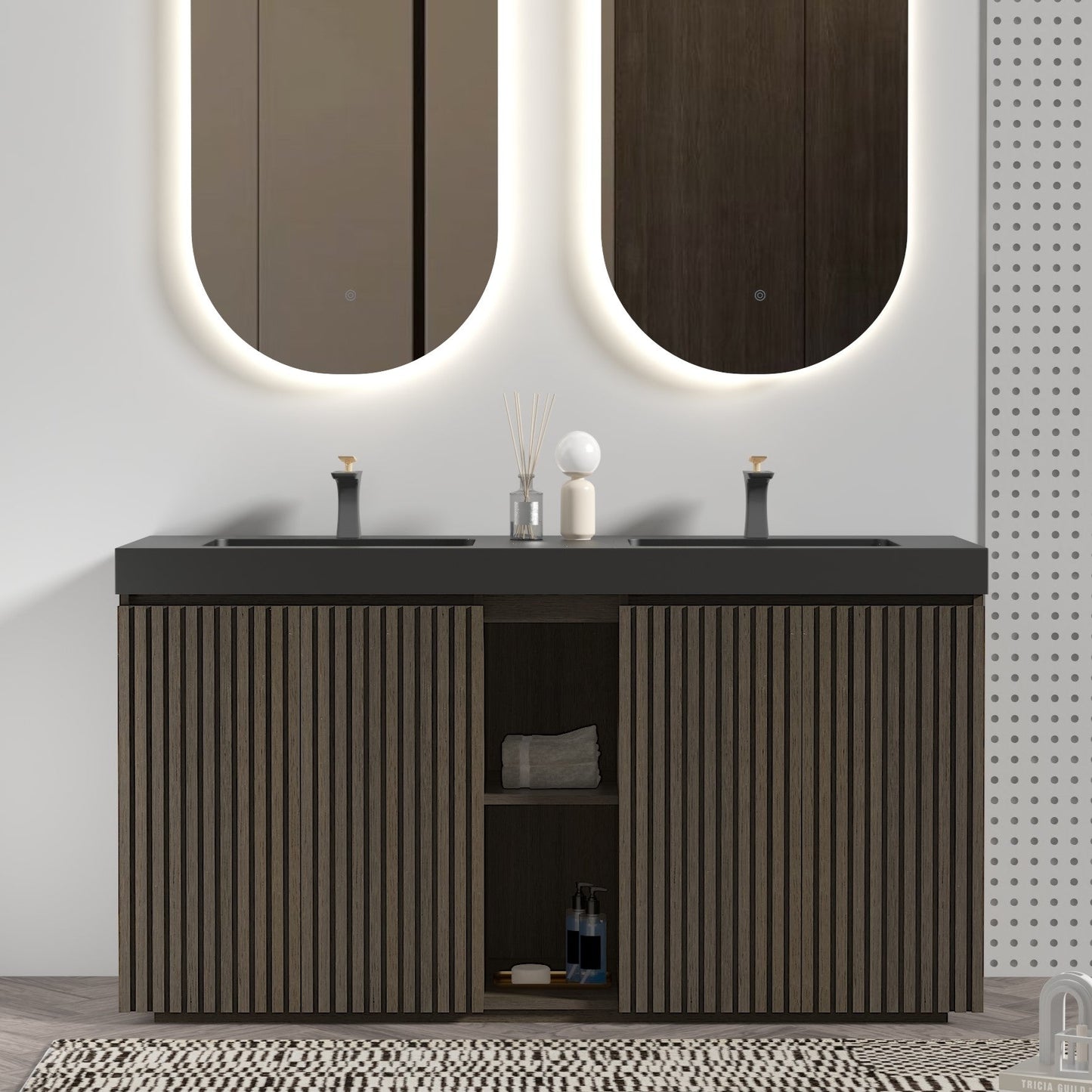 Galan 60" Smoked Bathroom Vanity
