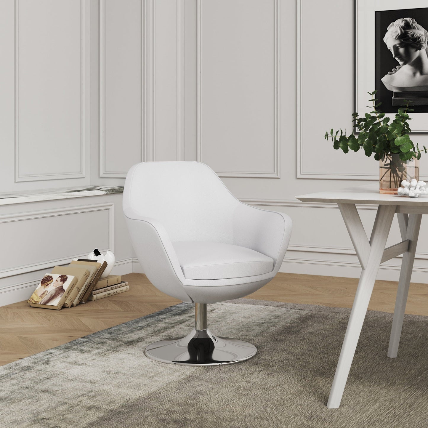 Caisson Upholstered Swivel Lounge Chair