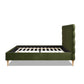 Stockholm Modern Wavy Headboard Platform Bed, King, Olive