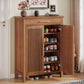 5-Tier Shoe Storage Cabinet with Louvered Doors and Drawer