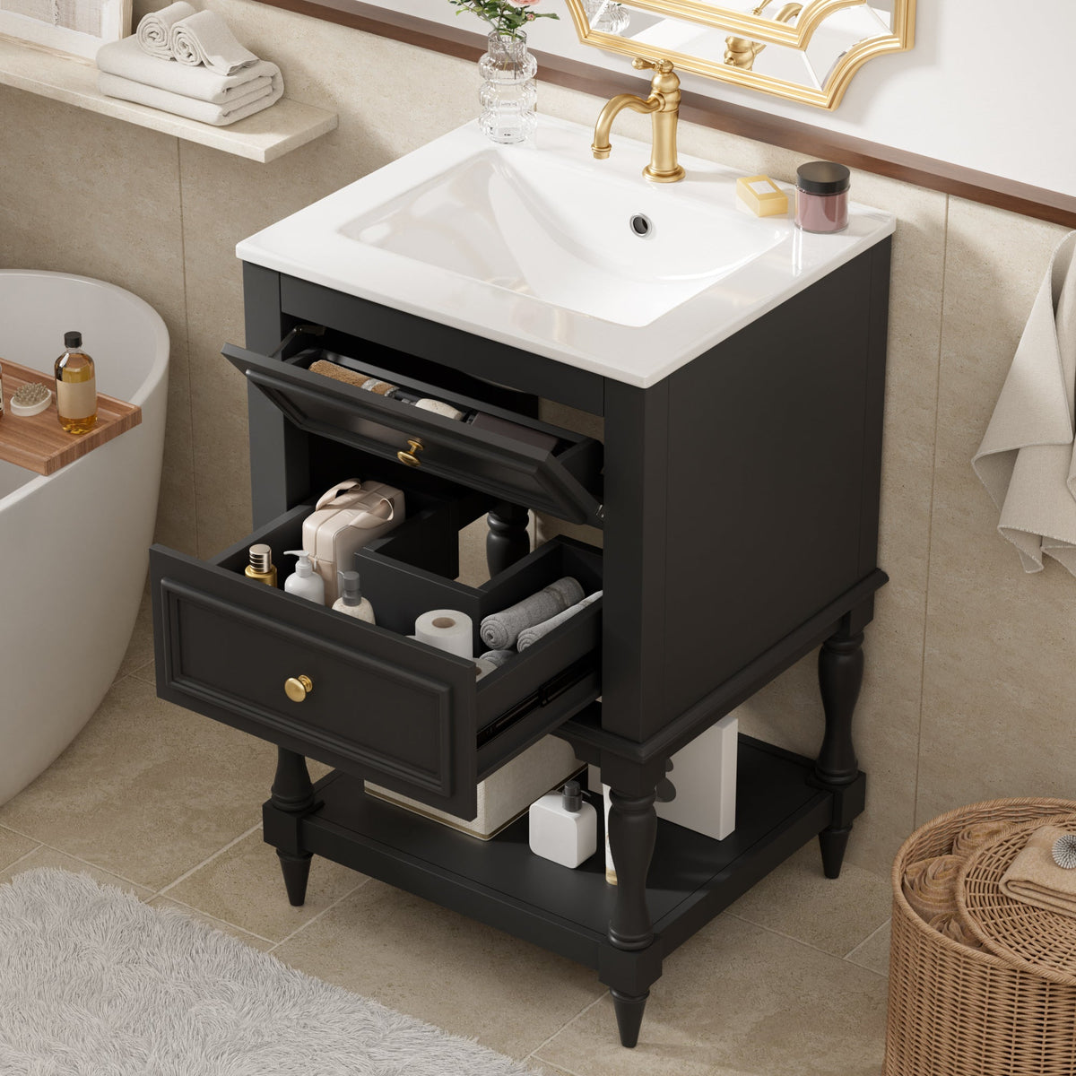 20'' Bathroom Vanity with Ceramic Sink