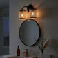 Quell Double Light Vanity With Natural Rattan Shade
