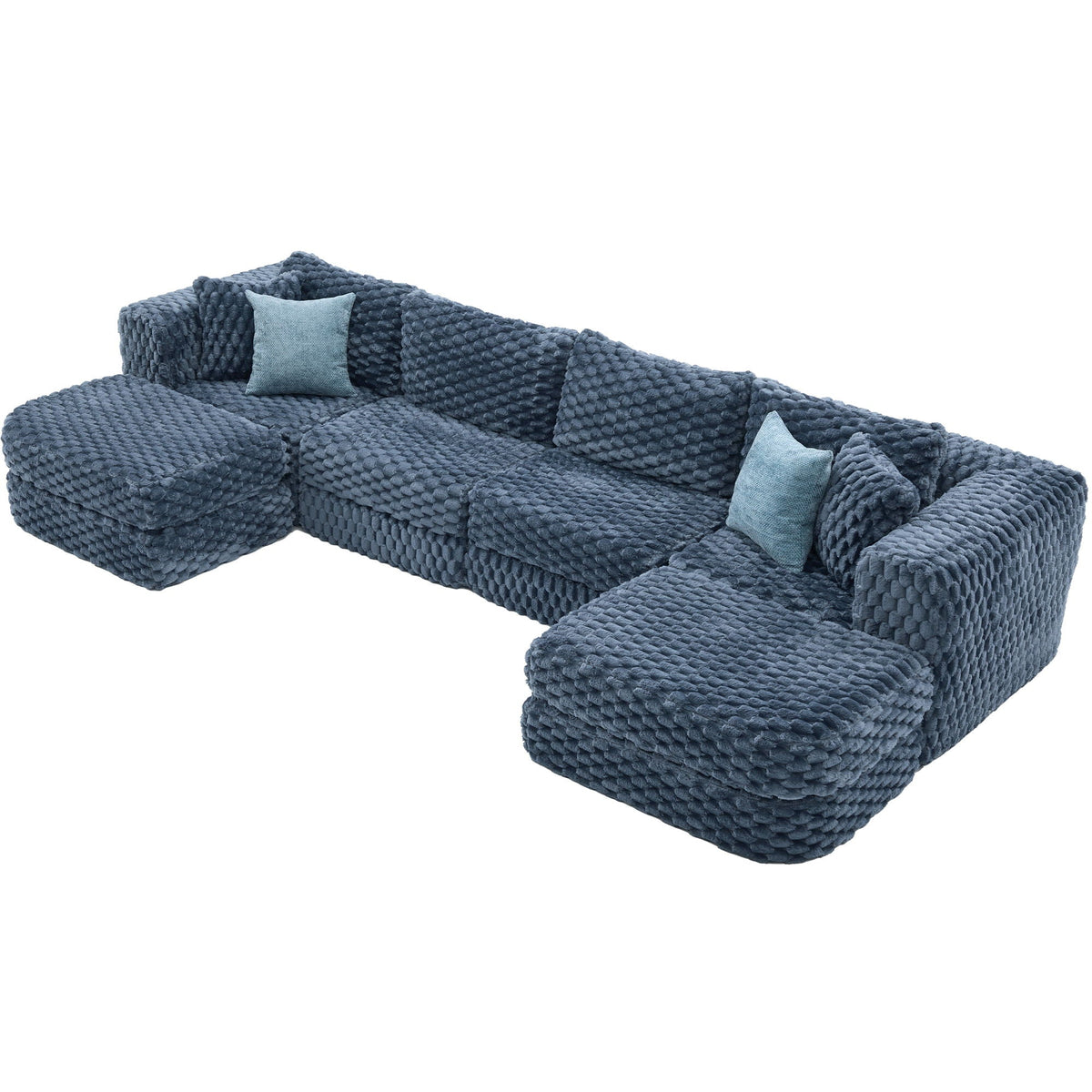 Modular Sectional Sofa, Boneless Couch With 2 Movable Ottomans - view 11