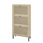 Modern Rattan 3 Door Shoe Rack Cabinet for Entryway