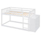 Twin Over Twin Bunk Bed with 4 Drawers and 3 Shelves - White