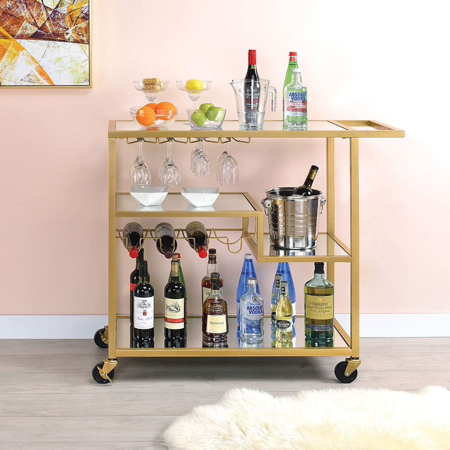 Adamsen - Serving Cart - Mirrored & Champagne