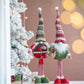 Set of 2 Fabric Standing Holiday Gnomes with Knit Hats