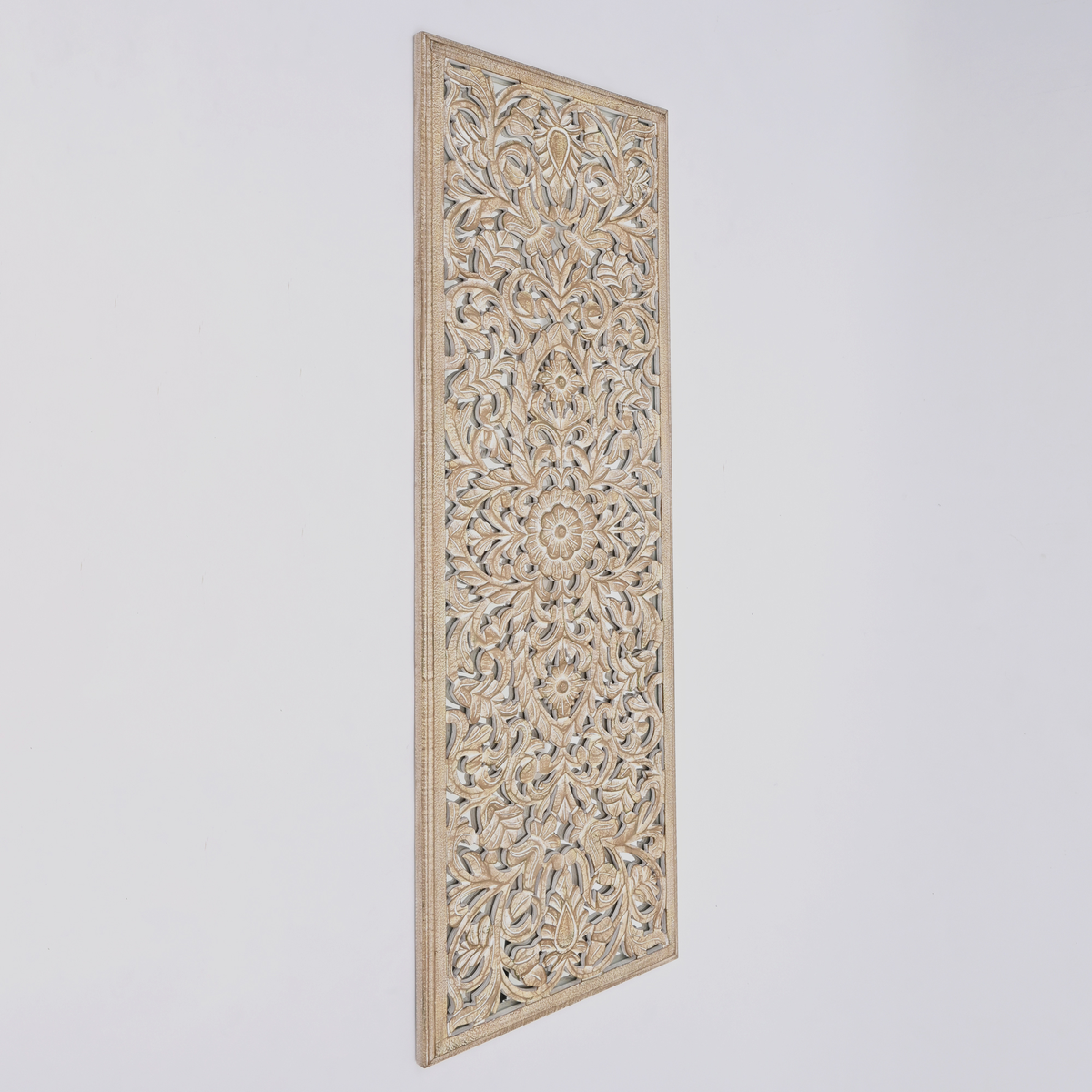 Wooden Floral Hand Carved Mandala Wall Decor Accent