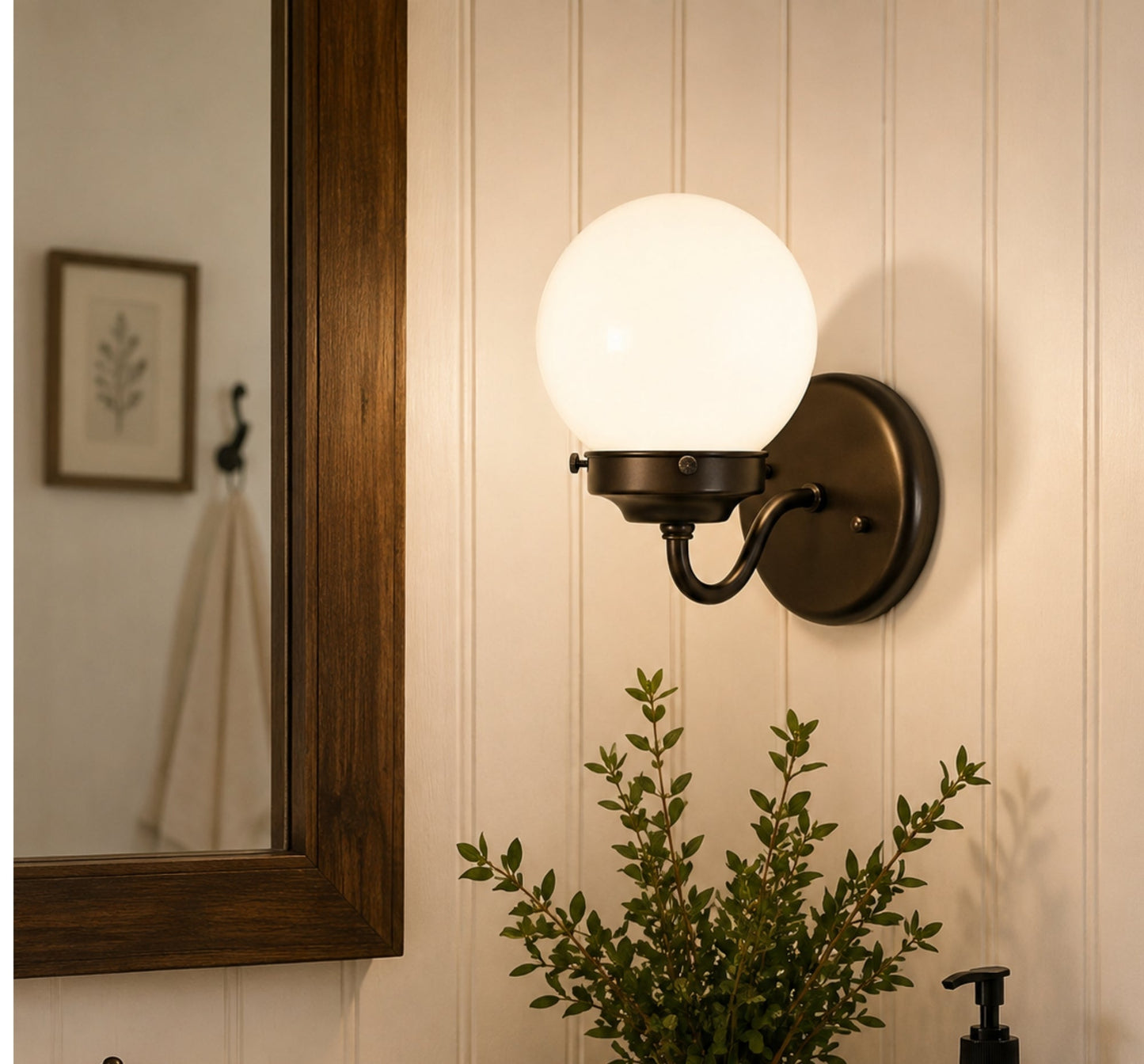 Milk Glass Globe Wall Sconce Light Fixture | 6"
