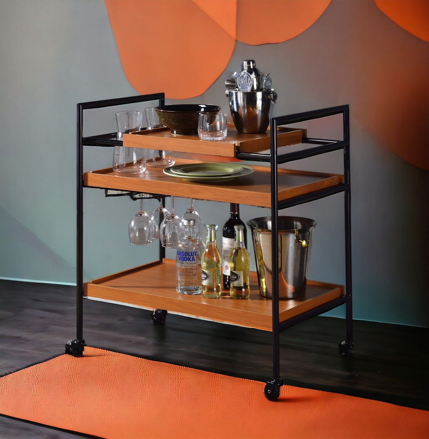 Oaken Honey Serving Cart