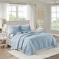 3 Piece Reversible Scalloped Edge Quilt Set - Blue King/Cal King