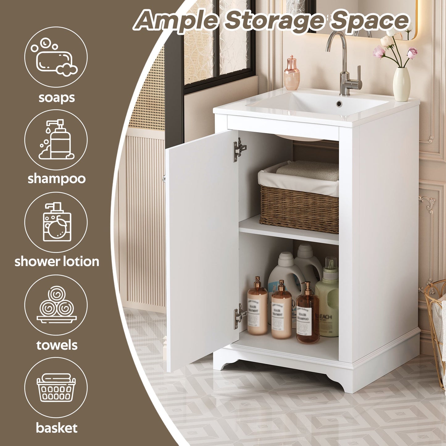 20-Inch Bathroom Vanity with Ceramic Sink