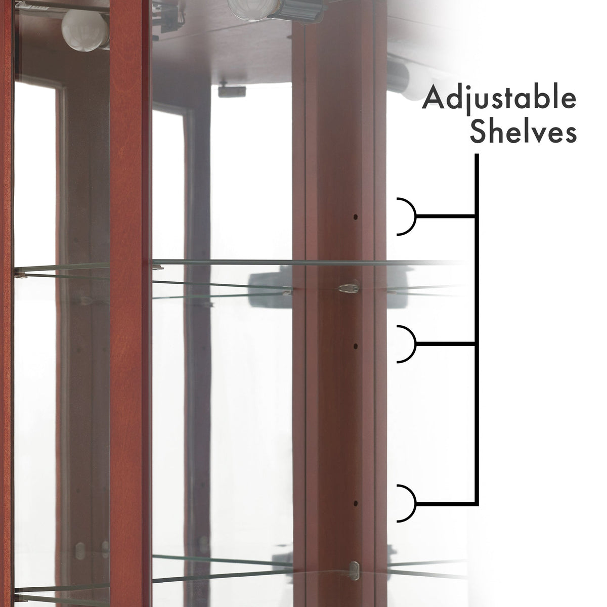 6 Shelf Corner Curio Display Cabinet with Lights and Mirrors