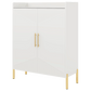 35.43 Inch White and Gold Shoe Cabinet