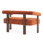 Round Armrest Loveseat (Dark Orange + Brown)