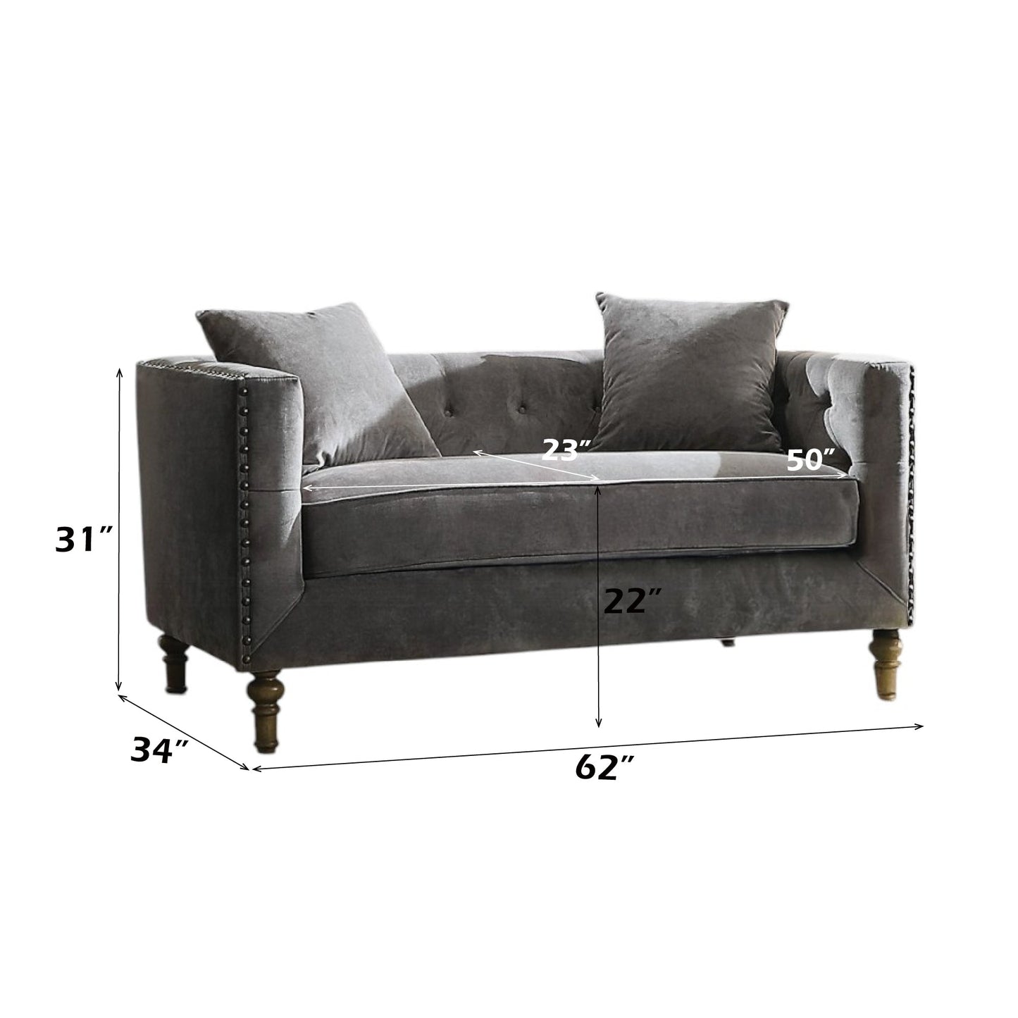 Sidonia Gray Velvet Loveseat