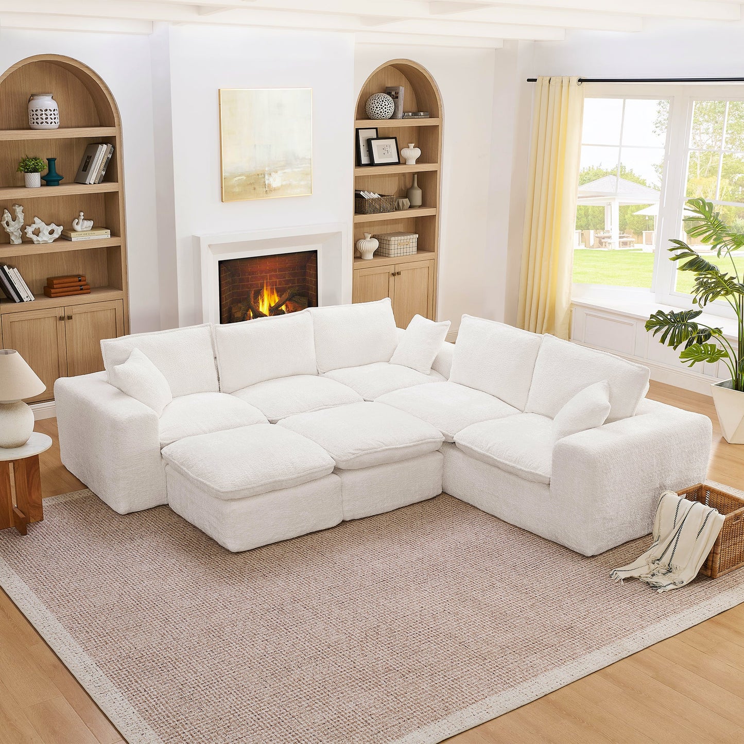 107'' Modern Boucle L-shaped Sectional Sofa