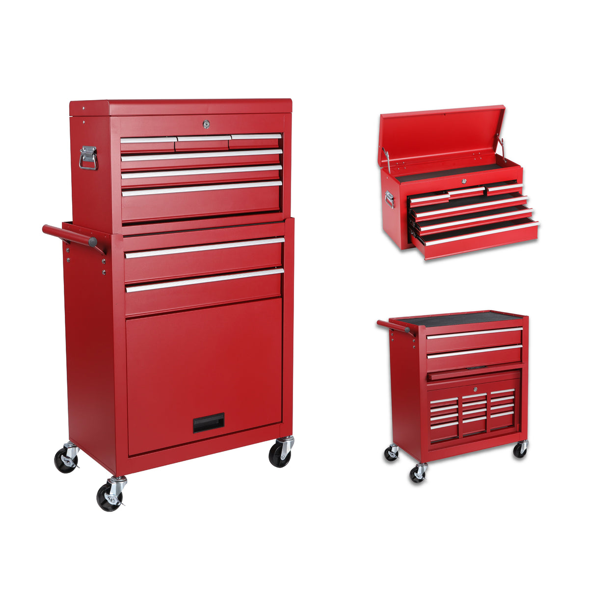 8-Drawer Rolling Tool Storage Cabinet with Detachable Top Tool Box
