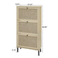 Rattan 3 Door Shoe Rack, Freestanding Modern Shoe Storage Cabinet