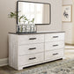 Shawburn - Six Drawer Dresser - Pewter-tone pulls - White / Black / Gray