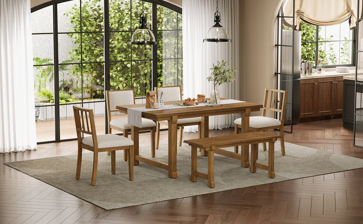 TREXM 6-Piece Farmhouse Dining Set for 6