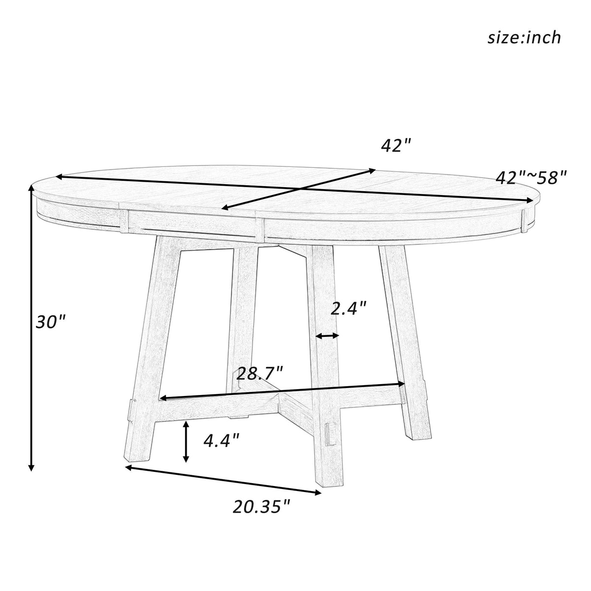 Gia - Round Extendable Dining Table With 16" Leaf Wood - view 4