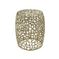 Aluminum Drum End Table with Intricate Design in Gold