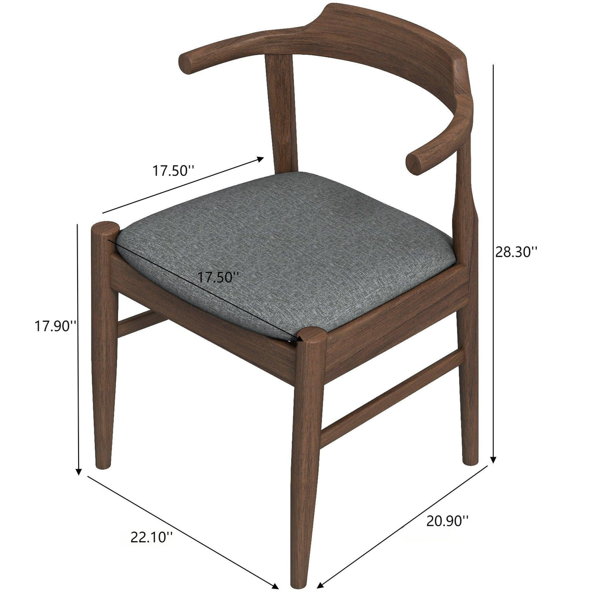 Leon Mid-Century Modern Grey Fabric Dining Chair Set of 2