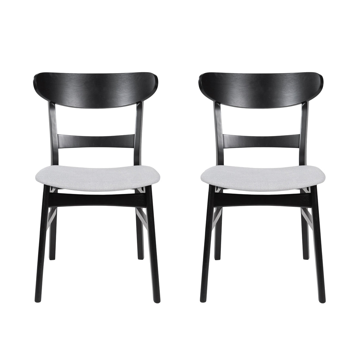 Set of 2 Dining Chairs - Upholstered Seat, Rubberwood Legs