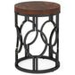 20" Round Industrial Side Table with Metal Openwork Frame