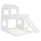 Wooden Twin Over Full Bunk Bed with Playhouse