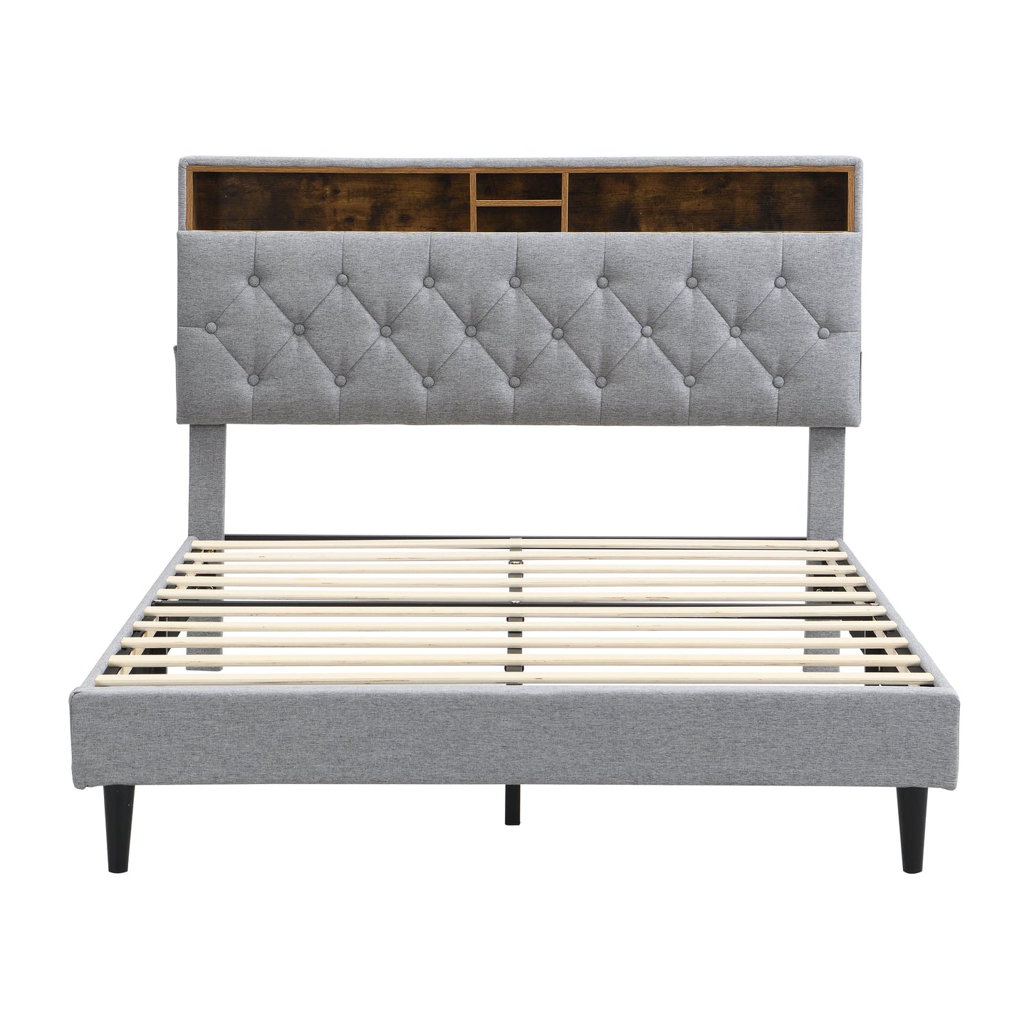 Queen-Size Upholstered Platform Bed Frame