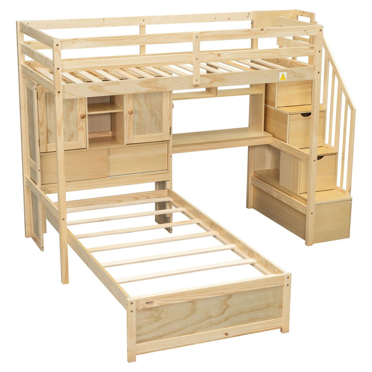 Loft Bed With Built In Desk And Staircase - view 4