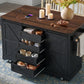 K&K 72" Farmhouse Kitchen Island with Fridge Storage Space & Power Outlet