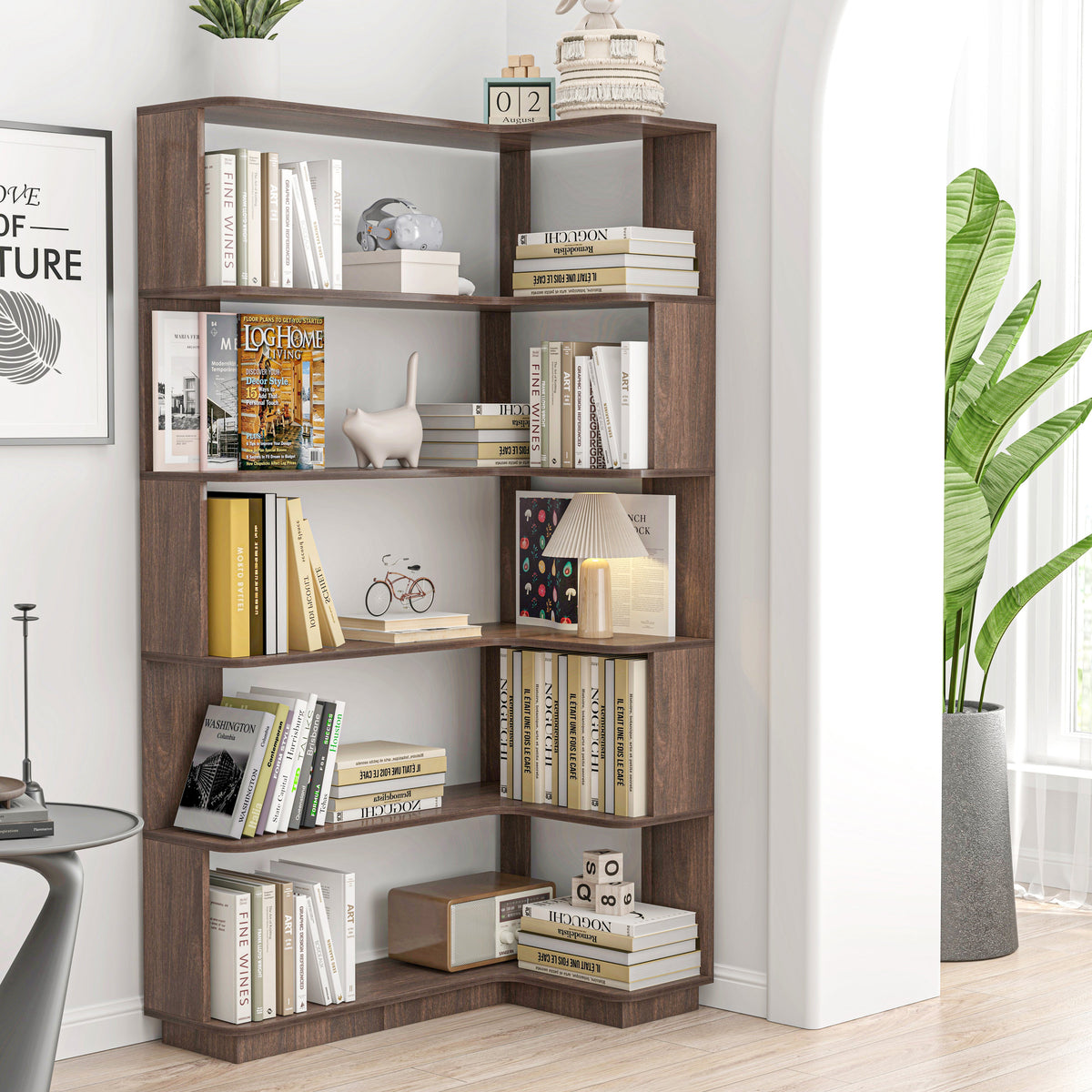 90cm Freestanding Corner Bookshelf