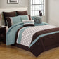 Tolbert 8 Pc Teal & Brown Geometric Embroidered Comforter Set