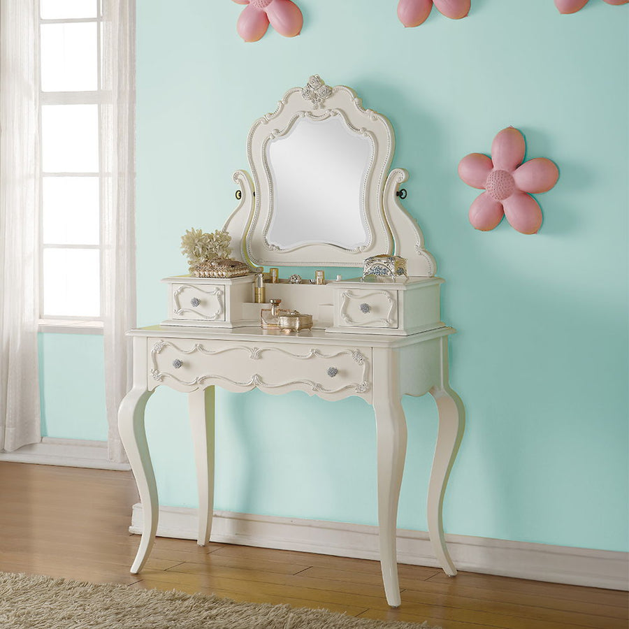 Edalene - Vanity Desk With Mirror - Pearl White